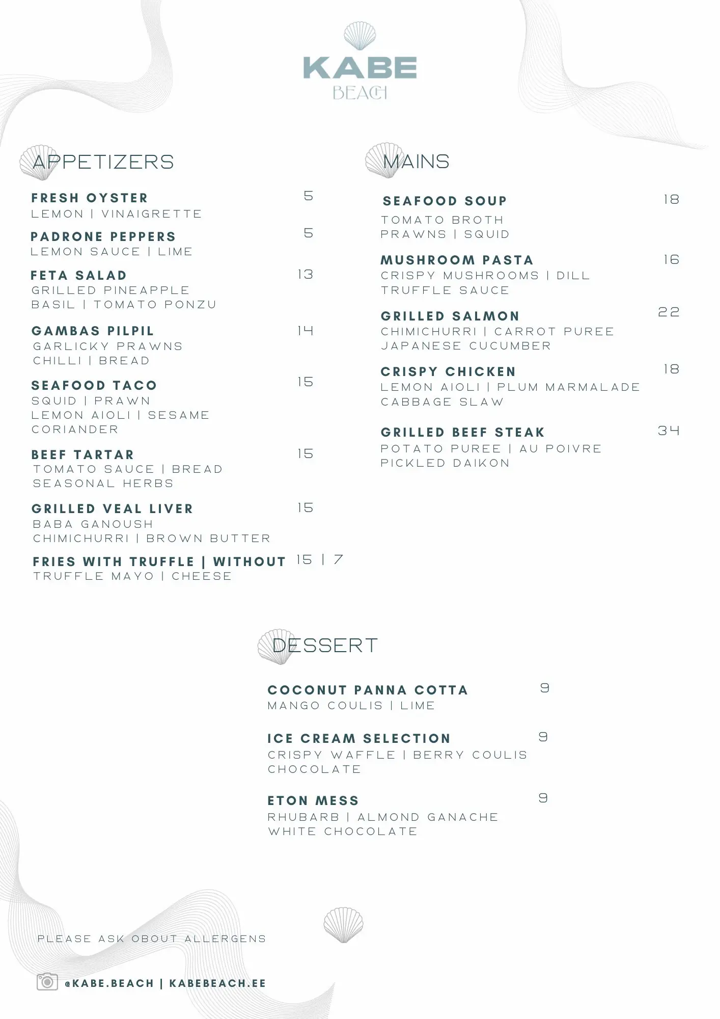 menu english
